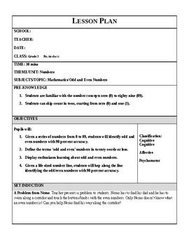 odd and even numbers lesson plan|Odd or Even Lesson Plan .